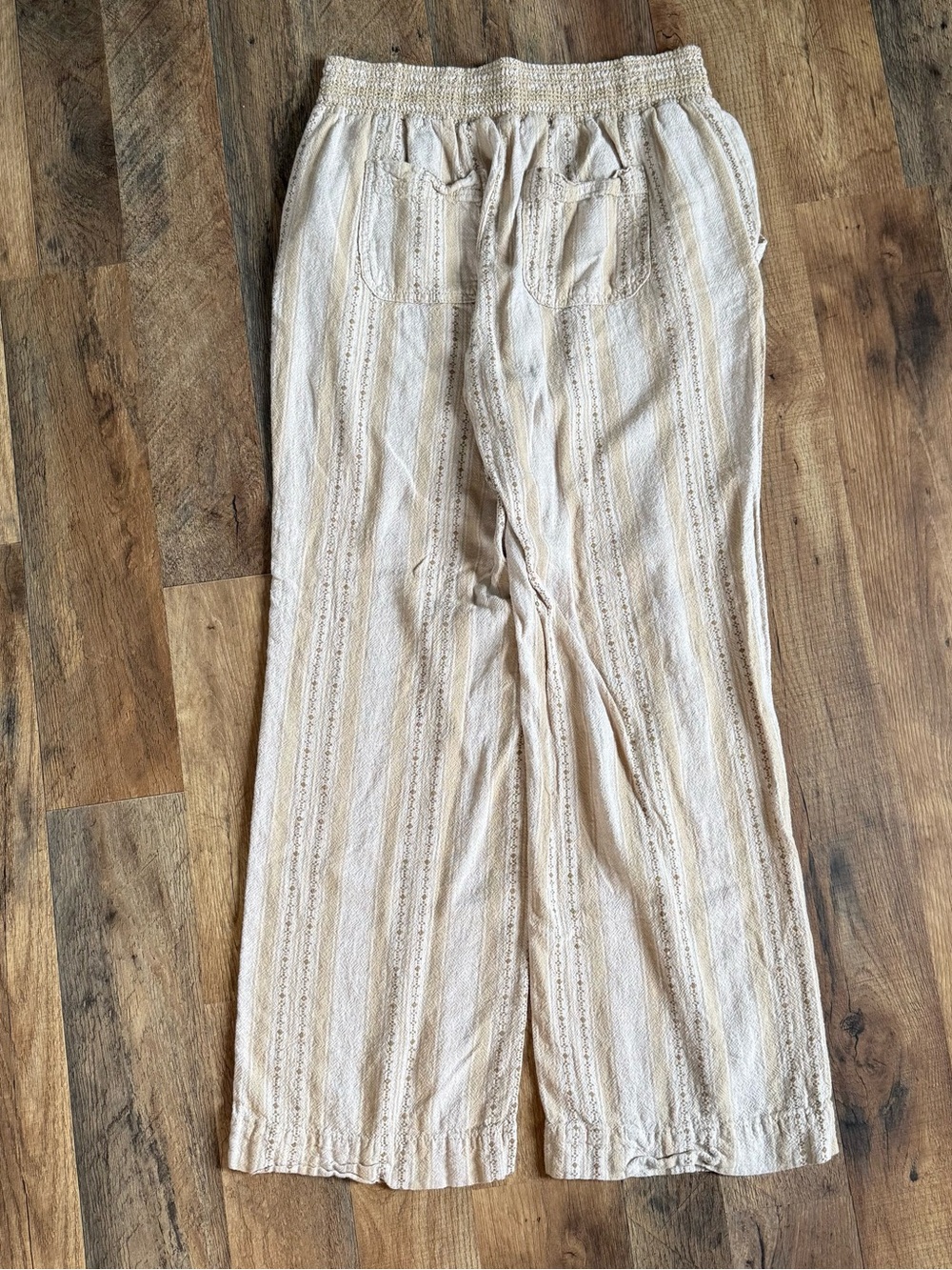 Briggs New York Beige & Cream Striped Wide-Leg Pull-On Pants - Picture 4 of 4